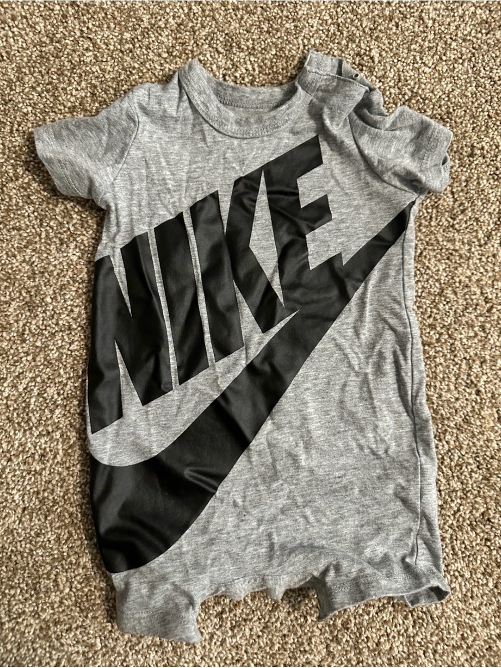 Nike Kids Gray Tee with Large Black Swoosh